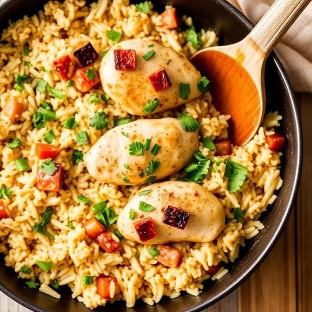 Mediterranean Chicken and Brown Rice Skillet