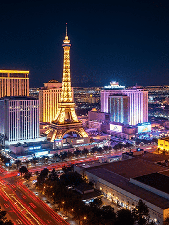 High angle view of the Las Vegas Strip at night