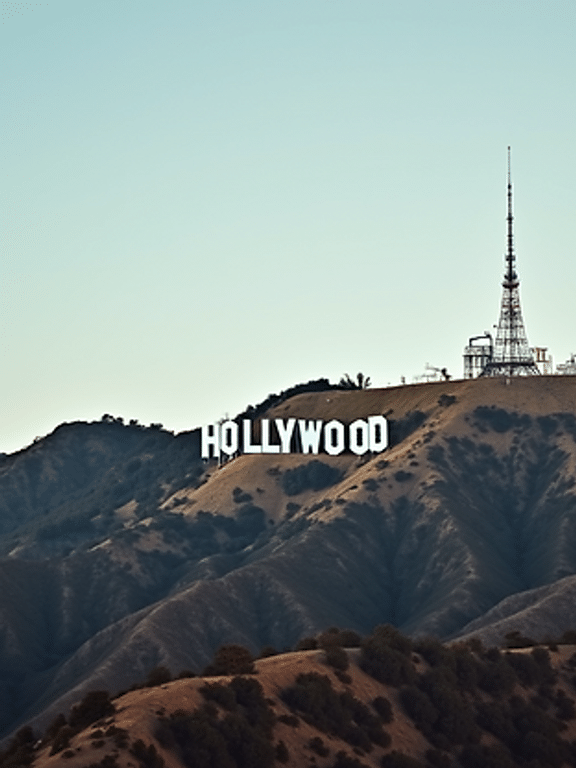 Close-up view of the Hollywood sign in Los Angeles