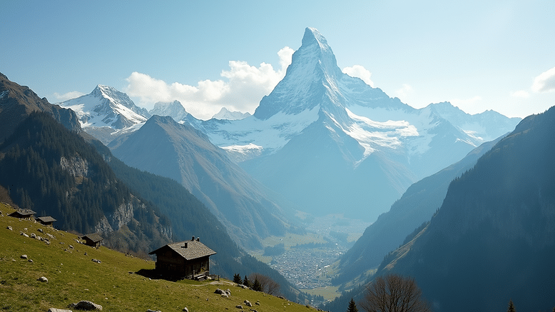 Eye-level view of the majestic Mont Blanc in Chamonix