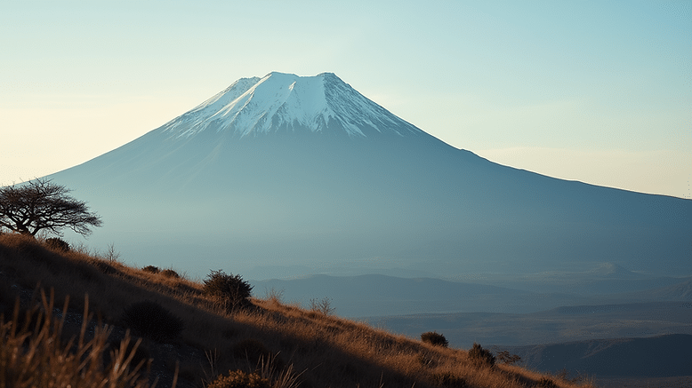 High angle view of Mount Kilimanjaro with a clear sky