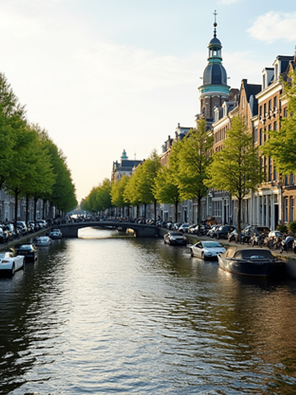 Close-up view of the canals in Amsterdam