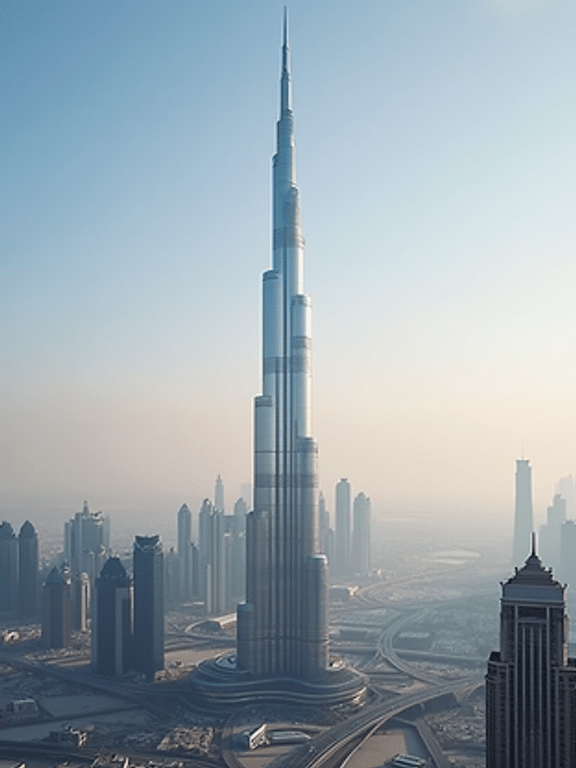 Close-up view of the Burj Khalifa in Dubai