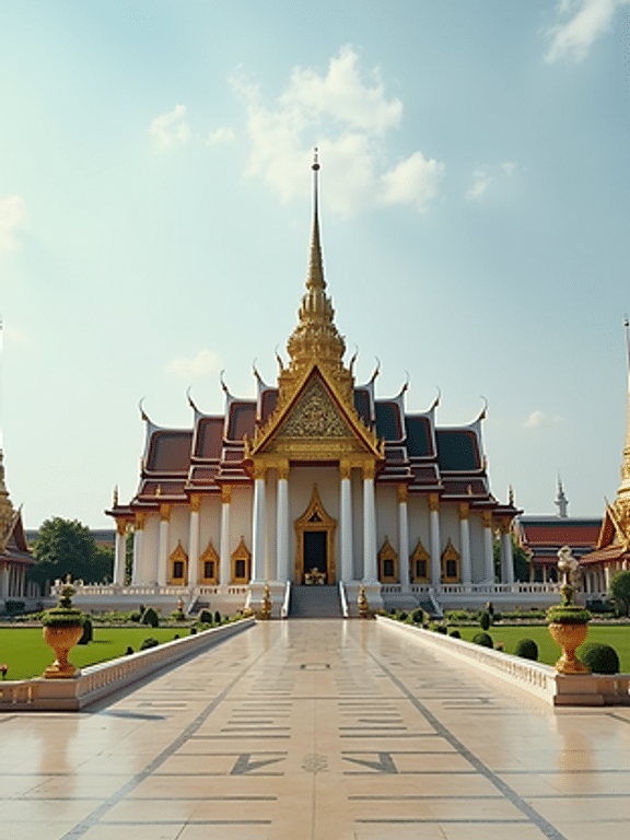 Wide angle view of the Grand Palace in Bangkok