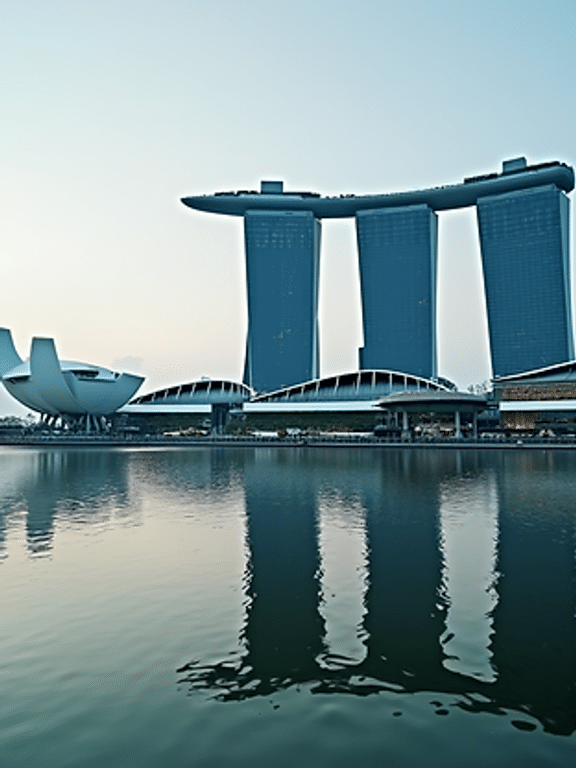 Wide angle view of Marina Bay Sands in Singapore