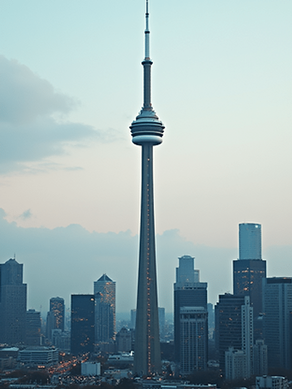 Close-up view of the CN Tower in Toronto