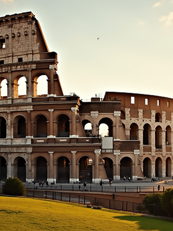 Wide angle view of the Colosseum in Rome