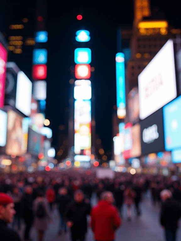 Eye-level view of Times Square in New York City