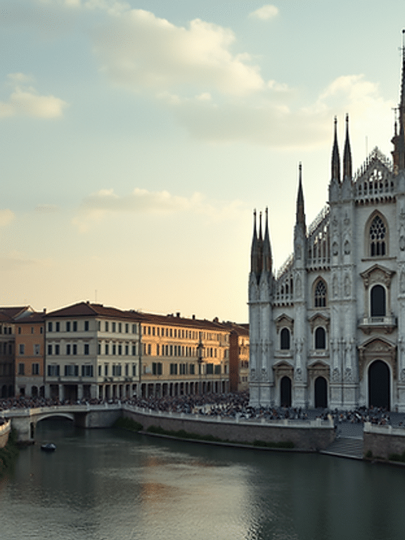 Wide angle view of the Duomo di Milano