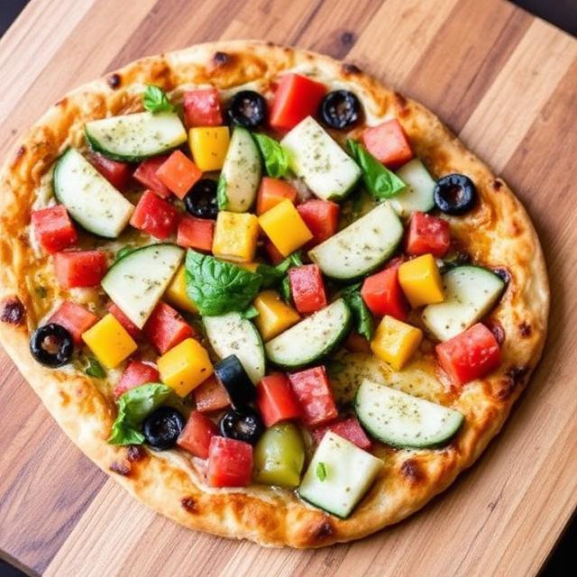 Mediterranean Veggie Flatbread Pizza