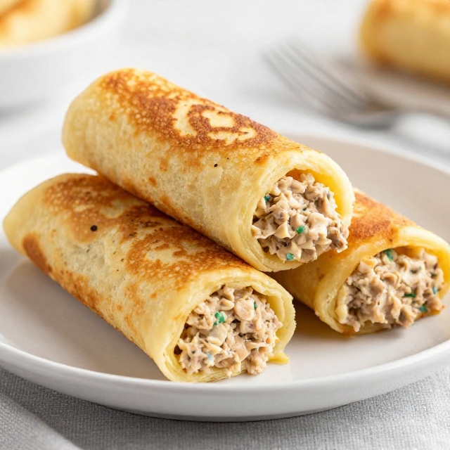 Tuna Cottage Cheese Pancake  Rolls