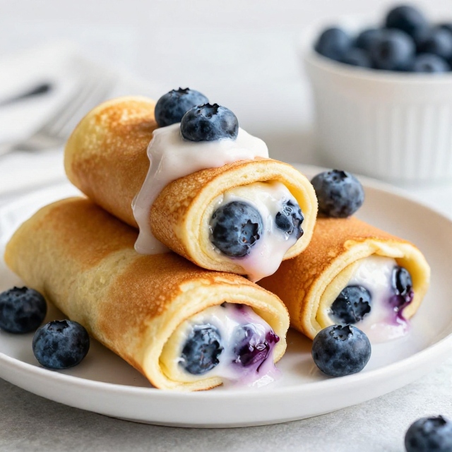 Lemon Blueberry  Pancake Rolls