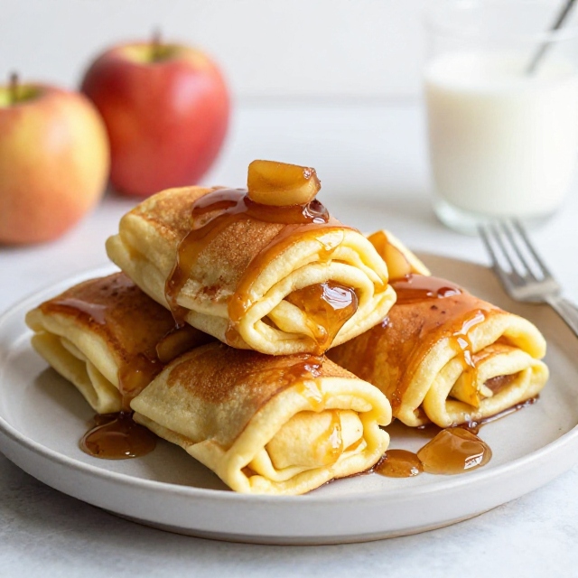 Apple Cinnamon  Pancake Rolls
