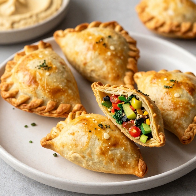 Hummus & Roasted Veggie Pocket Pies