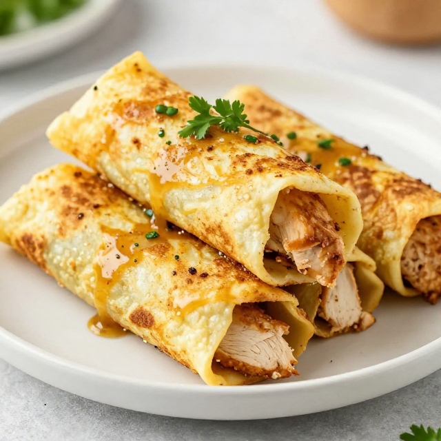 Greek Chicken Pancake Rolls