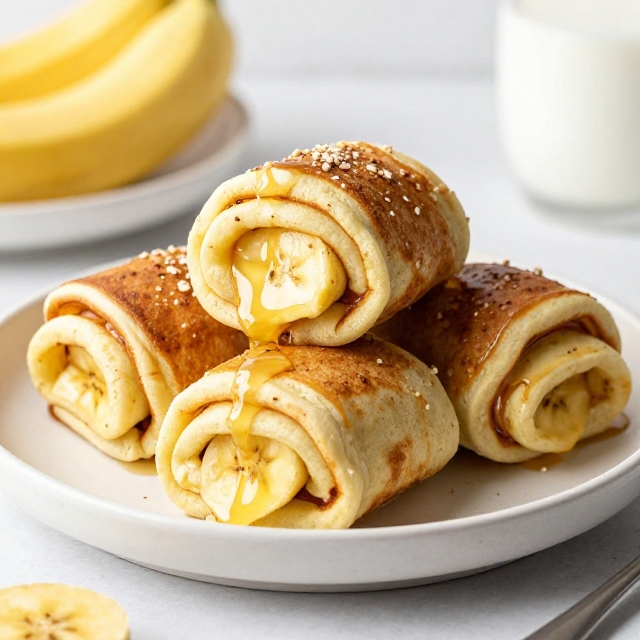 Banana Oat Pancake Rolls