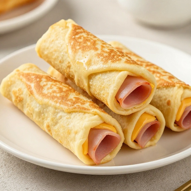 Ham and Cheese Pancake Rolls