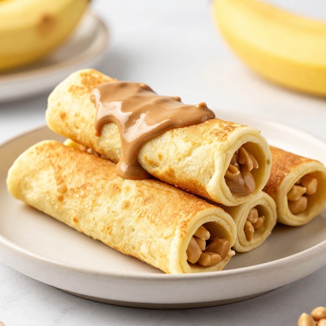 Peanut Butter Banana  Pancake Rolls