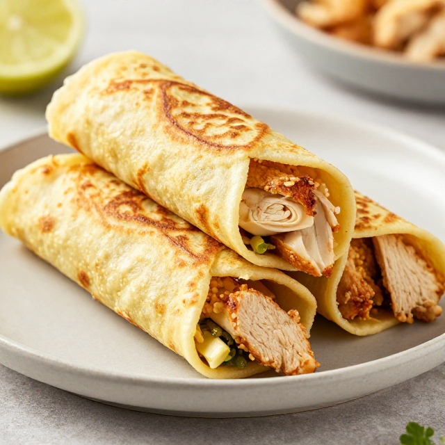 Mexican Chicken  Pancake Rolls